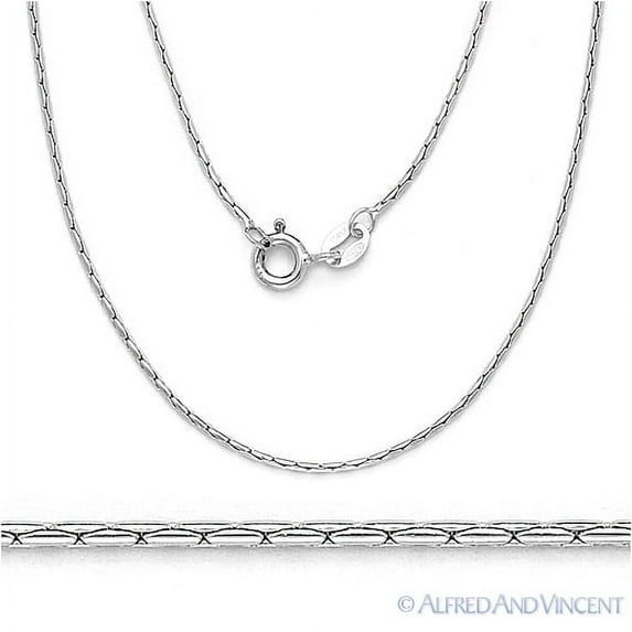 1.3mm Boston / Cardano Link Italian Chain Necklace in .925 Sterling Silver w/ Rhodium