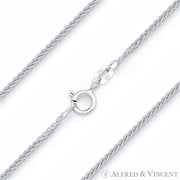 1.3mm Wheat / Spiga Link Italian Chain Necklace in .925 Sterling Silver w/ Rhodium