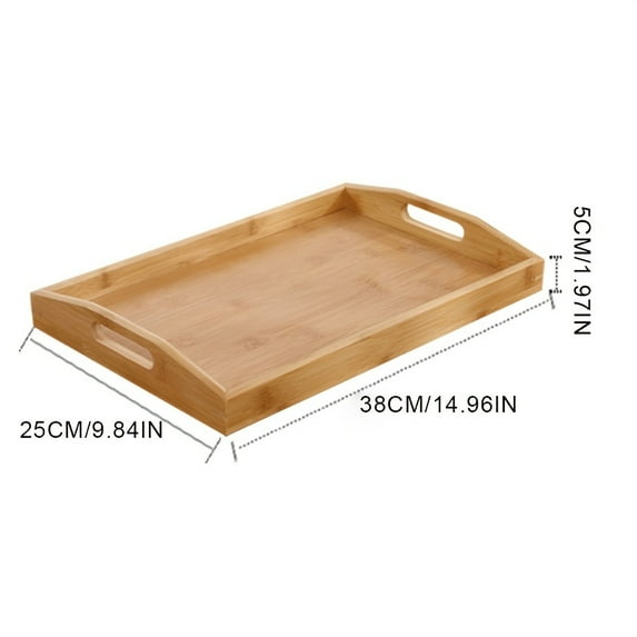 1/3pcs Bamboo Serving Tray with Handles And Raised Edge Natural Tea ...