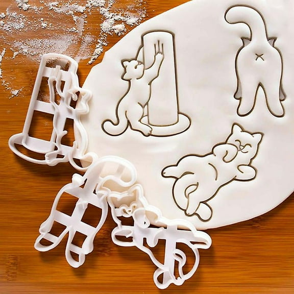 1 3pcs Cat Cookie Cutters Kitty Butt Shape Diy Biscuit Cookie Mold Stamp Bakeware Hfmqv
