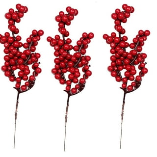 Clearance！Red Berry Stems Artificial Pine Picks Christmas Tree Xmas Flower  Party DIY Decor
