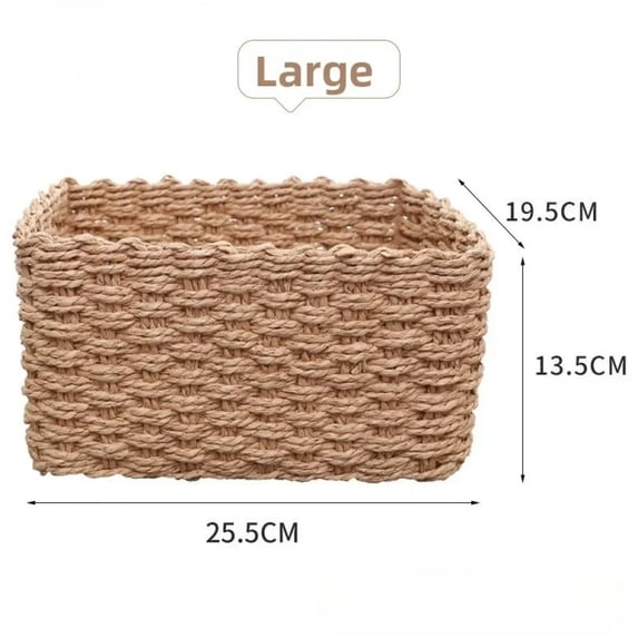 Paper Rope Storage 1/3pcs Handmade Straw Woven Soft Round Paper Rope Storage Basket for ...