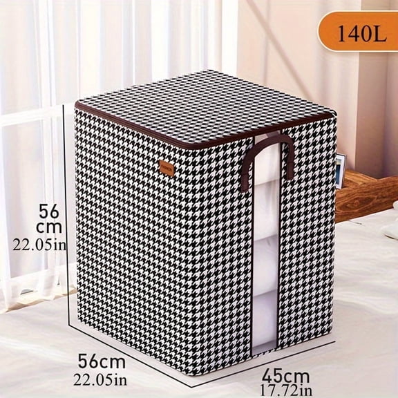 1/3pcs Houndstooth Thickened Storage Containers - 26.42-47.55gal Large Capacity, Dustproof Moisture-proof Double Zipper with Handle, Under-Bed Organizer for Clothes/Quilt, Moving & Travel Storage Box