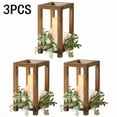 thumbnail image 1 of 1 or 3pcs Rustic Wooden Lantern Candle Holders Set, Farmhouse Floor Lantern with Detachable Candles, Vintage Wood Decorative Lantern for Wedding Table Centerpiece, Holiday Home Decor Gift, 1 of 7