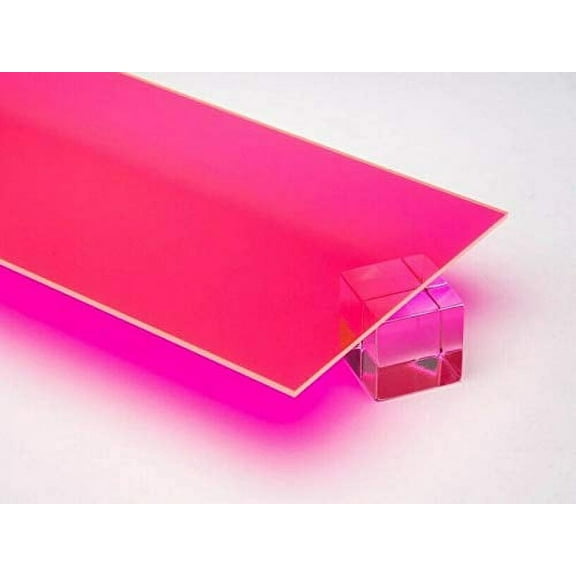 1/4" (0.236") Neon Pink Fluorescent Acrylic Plexiglass Sheet 12"x12" Cast 6mm Thick Nominal Size AZM
