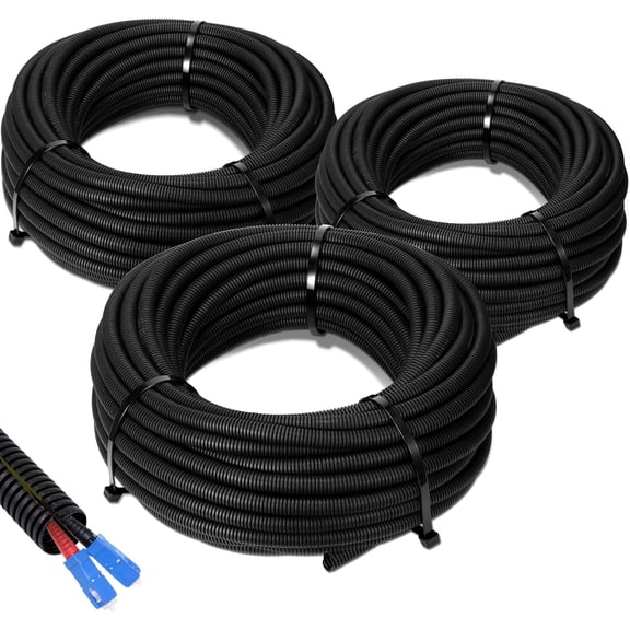 1/4", 1/2", 3/8" x 25 Ft Split Wire Loom Tubing Wire Loom Assortment Split Cable Sleeves Bulk Flexible Electrical Conduit Protective kit