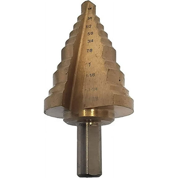 1/4"-1-3/8" Titanium Step Drill Bit (3/8" Straight Shank)