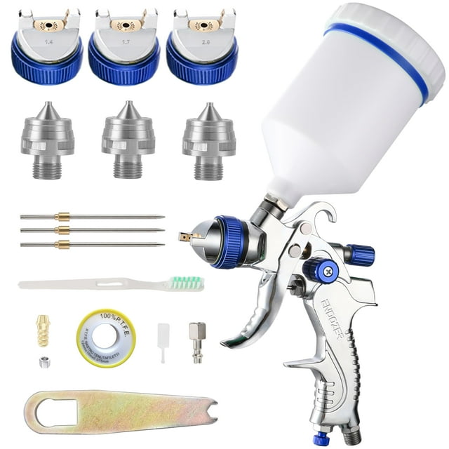 1.4/1.7/2.0mm BLUE HVLP Spray Gun with 600 ml Plastic Cup