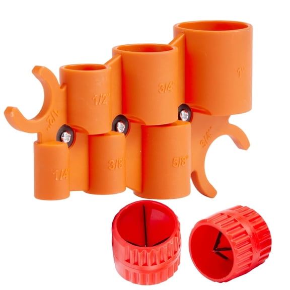 1/4'' - 1'' Depth Gauge with 2Pcs Pipe Deburring Tools Kit, 1/8'' to 1-5/8'' Inner Outer Reamer Pipe Tubing Chamfer Tool for PVC PPR Brass CPVC PE-RT Aluminum Pipe