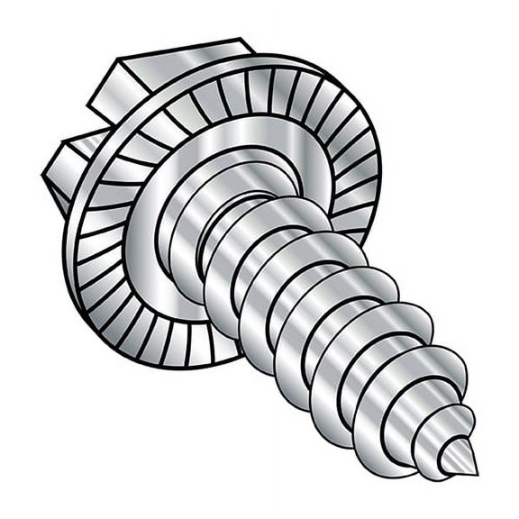 1/4-14X1 1/2 Indent Hex Washer Slotted Self Tap Screw AB Serrated Full Thread 18-8 Stainless St (Pack Qty 600) BC-1424ABSWS188