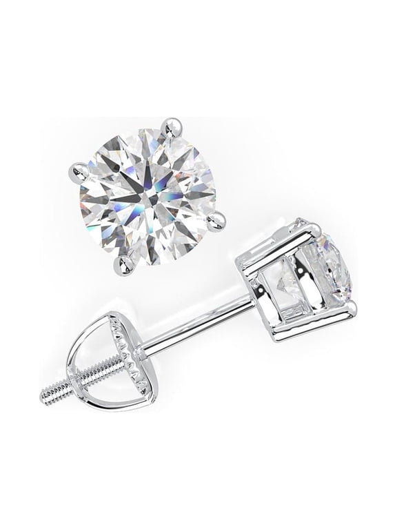 1/4- 2.00 Carat Total Weight Women's Lab Grown Diamond Earrings in 14k White (VS2 Clarity, F Color, 1.00+ IGI Certified)