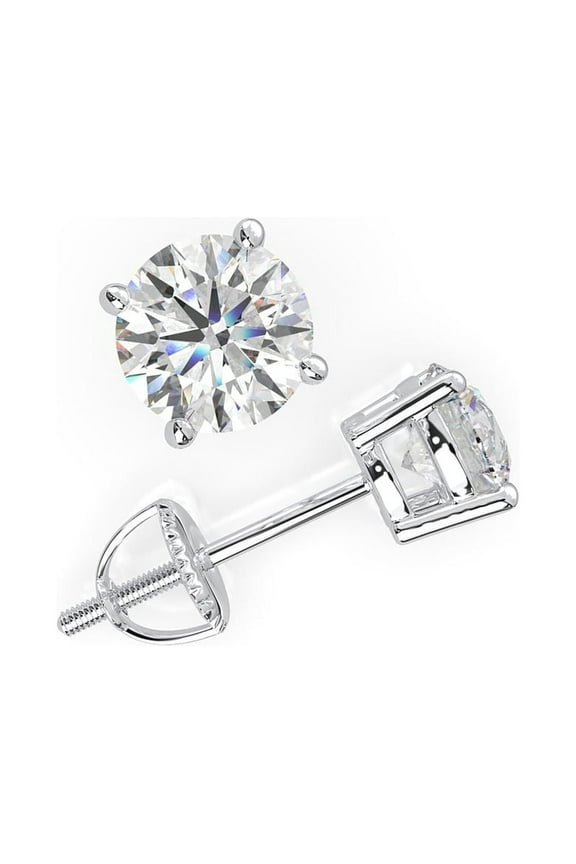 1/4- 2.00 Carat Total Weight Women's Lab Grown Diamond Earrings in 14k White (VS2 Clarity, F Color, 1.00+ IGI Certified)