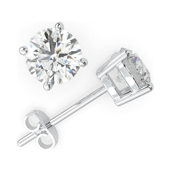 1/4- 2.00 Carat Total Weight Women's Lab Grown Diamond Earrings in 14k White (VS2 Clarity, F Color, 1.00  IGI Certified)