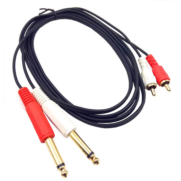 1/4" 2 6.35mm Mono Male to 2 Male Convertor Adapter Cable 0.2m/1m/1.5m/300cm