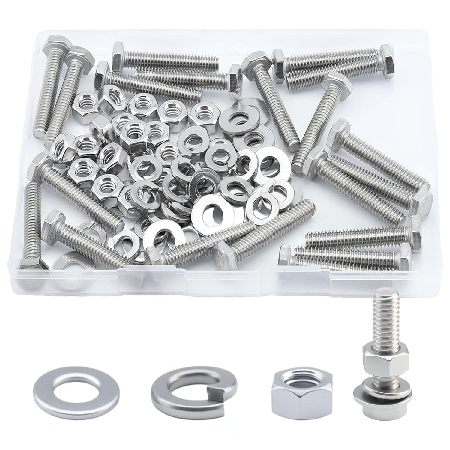 1/4-20 1-1/2 inch hex head bolt screws (20-pack), lock nuts, flat ...