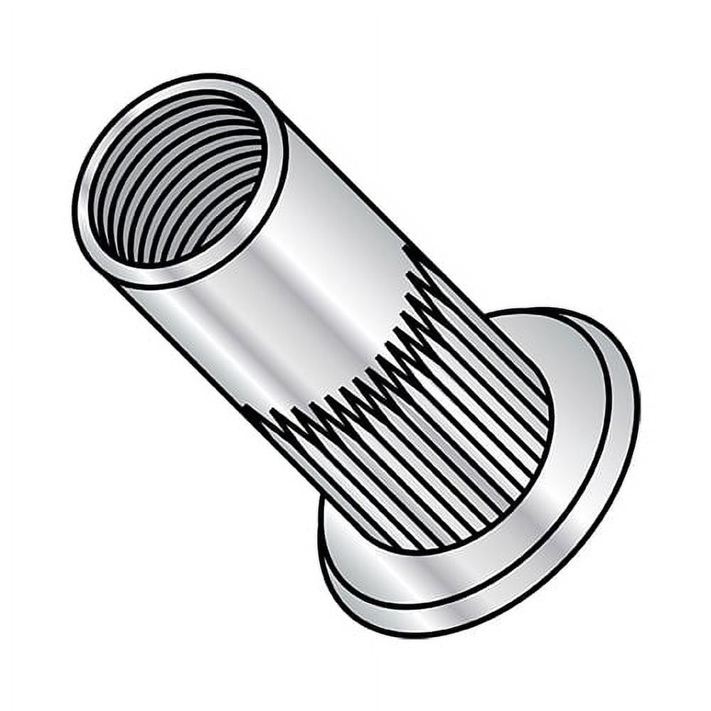 1/4-20-.165 Flat Head Ribbed Threaded Insert Rivet Nut Aluminum Cleaned and Polished (Pack Qty 1,000) BC-XA-14165S
