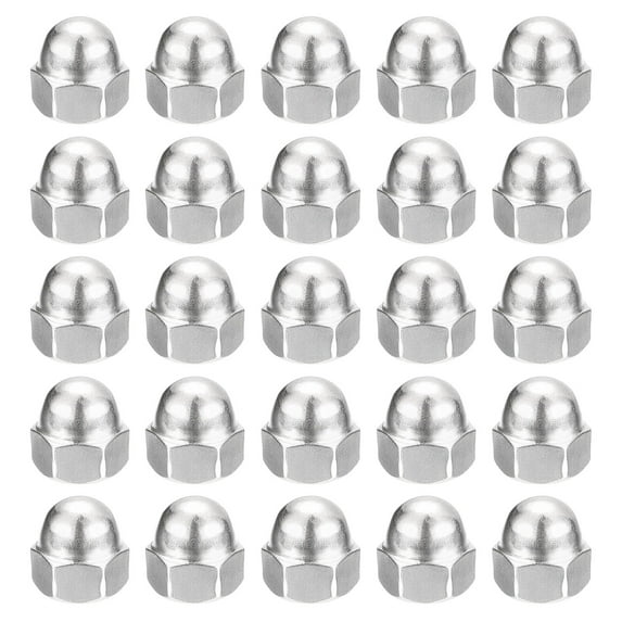 1/4-20 Acorn Cap Nuts, 25pcs - 304 Stainless Steel Hardware Nuts, Acorn Hex Cap Dome Head Nuts (Silver)