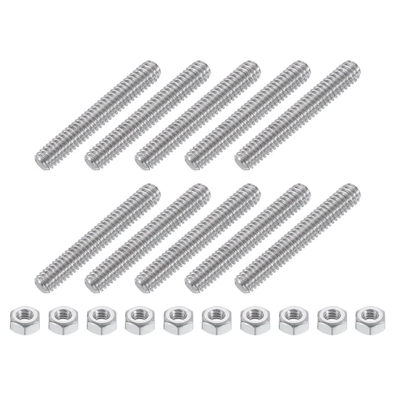 1/4"-20 Fully Threaded Rod, 10Pcs 304 Stainless Steel 1.8" Long Threaded Screw