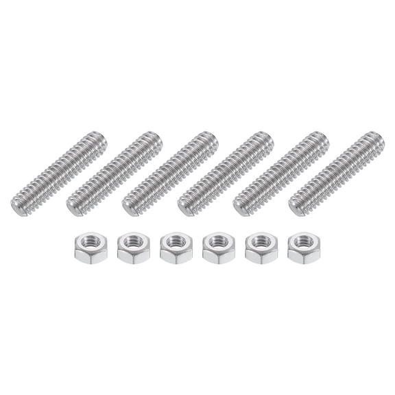 1/4"-20 Fully Threaded Rod, 6Pack 304 Stainless Steel 1.2" Long Threaded Screw