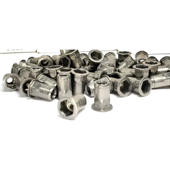1/4"-20 Half Hex Body Rivet Nut Stainless Steel 1/4 X 5/8" Rivnut 1/2 Hex 50 Pk