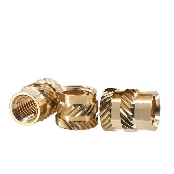 1/4-20 Heat Brass Insert Nut Double Twilled Knurled Injection Molding Embedment Inserts Hot Melt 3D Printing Inserts Nuts