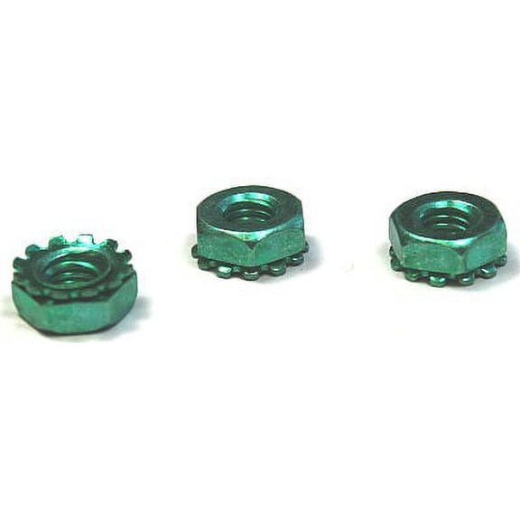 1/4-20 Hex Keps Nuts / Steel / Zinc Green - 2000 Piece Carton