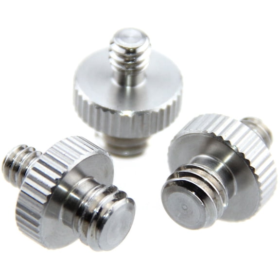 CAMVATE 1/4"-20 Male to 3/8"-16 Double-ended Male Screw Adapter, 3-Pack