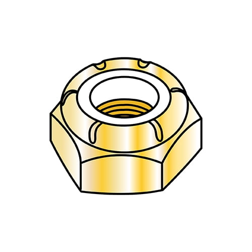 1/4-20 NTE Thin Pattern Nylon Insert Hex Lock Nut Course Thread Zinc Yellow (Pack Qty 4,000) BC-14NSTY