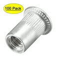 thumbnail image 1 of 1/4-20 Rivet Nuts Aluminium Alloy Knurled Flat Head Threaded Insert Nut Silver 100 pcs, 1 of 6