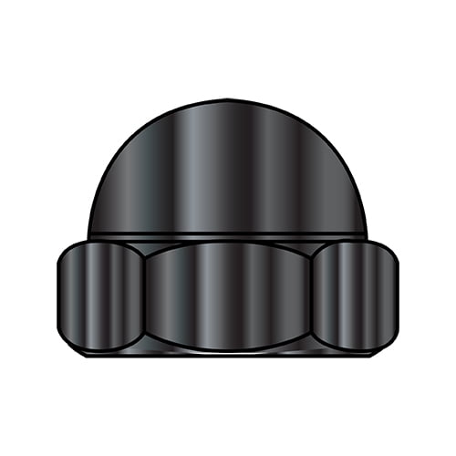 1/4-20 Two Piece Low Crown Cap Nut Black Oxide (Pack Qty 2,000) BC-14NCB