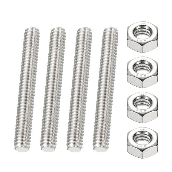Uxcell UNC Fully Threaded Rod Length Right Hand Thread with Nuts for Various Applications 1/4"-20 x 1.97" 4