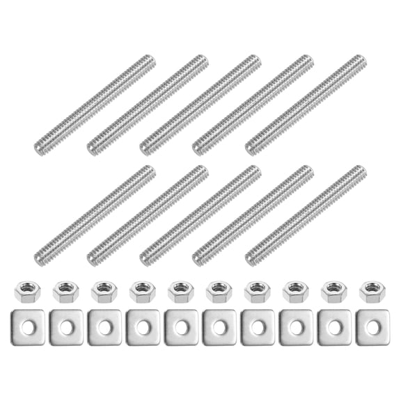 1/4"-20 UNC Fully Threaded Rod, 10Pack 304 Stainless Steel 2.4" Screw with Washer