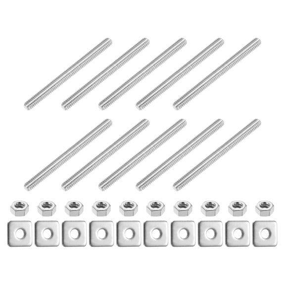 1/4"-20 UNC Fully Threaded Rod, 10Pack 304 Stainless Steel 3.1" Screw with Washer