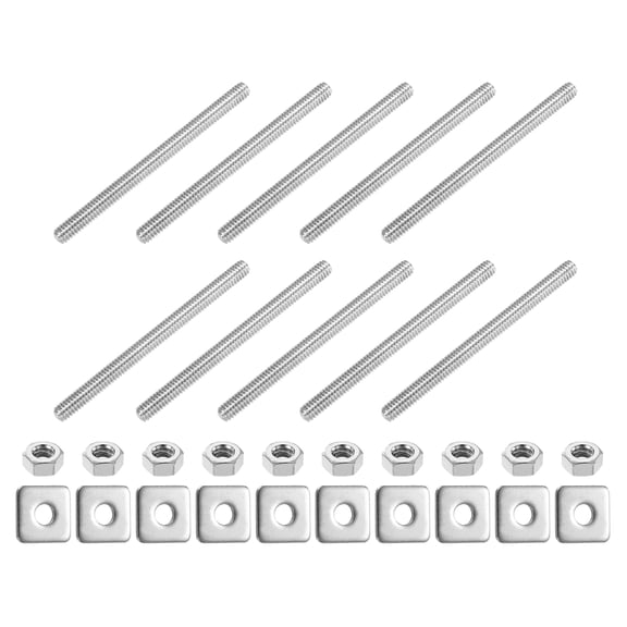 1/4"-20 UNC Fully Threaded Rod, 10Pack 304 Stainless Steel 3.5" Screw with Washer