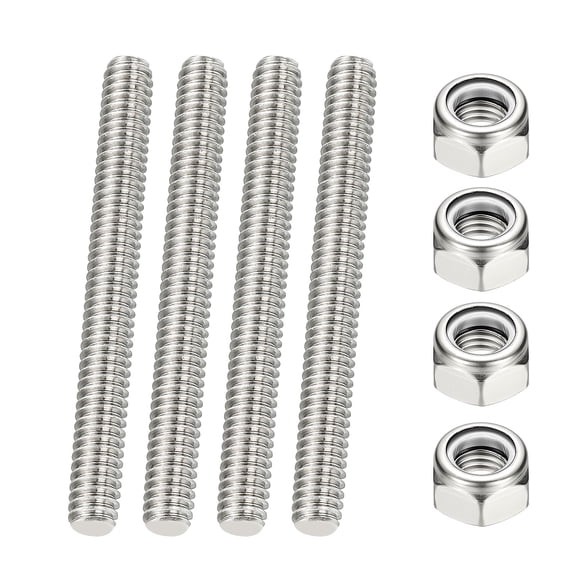 Uxcell UNC Fully Threaded Rod Length Right Hand Thread with Nuts for Various Applications 1/4"-20 x 2.36" 4