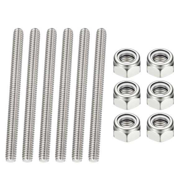 Uxcell UNC Fully Threaded Rod Length Right Hand Thread with Nuts for Various Applications 1/4"-20 x 3.15" 6