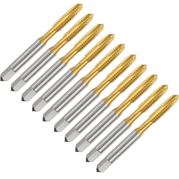 1/4"-20 UNC Spiral Point Threading Taps, Screw Thread Tapping Tool, High Speed Steel Titanium Coating Tap Tapping Bit for Drilling Milling, 10 Pcs