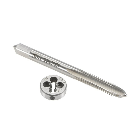 1/4"-20 UNC Tap and Die Set, HSS Machine Thread Tap with Round Threading Die Right Hand