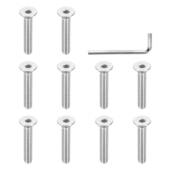 1/4-20 x 1-1/2" Flat Head Socket Cap Screws 304 Stainless Steel Machine Screws with Hex Spanner 10 Pcs
