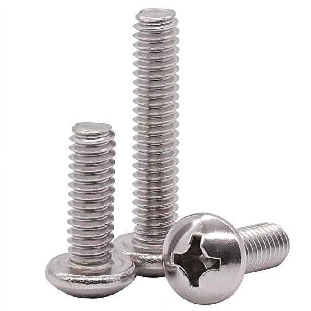 1/4-20 x 1-1/2 Inch Pan Head Machine Screws, Cross Recessed Drive, 304 Stainless Steel 18-8, Bright Finish, Fully Threaded, 25 Pieces Pack