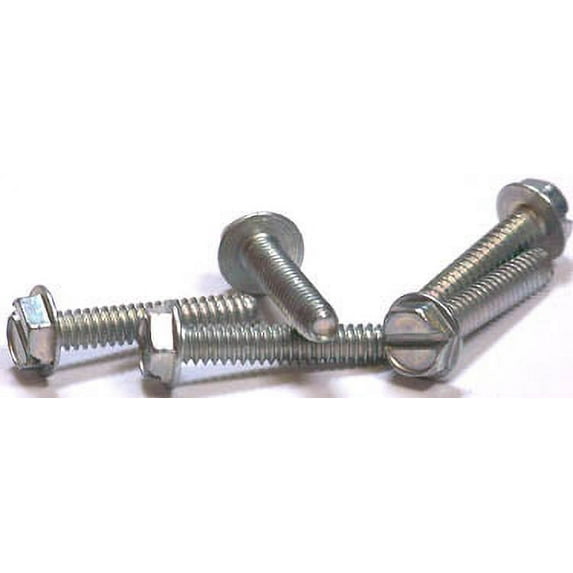 1/4-20 x 1 1/4" Trilobe Thread Forming Screws for Metal / Slotted / Hex Washer Head / 410 Stainless Steel - 1000 Piece Carton