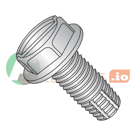 1/4-20 x 1 1/4" Type F Thread Cutting Screws / Slotted / Hex Washer Head / 18-8 Stainless Steel (Quantity: 1,000 pcs)