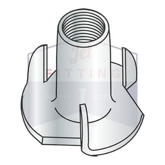 1/4-20 x 1/2" 3 Prong Tee Nuts | Straight Barrel | Steel | Zinc (Quantity: 2000)