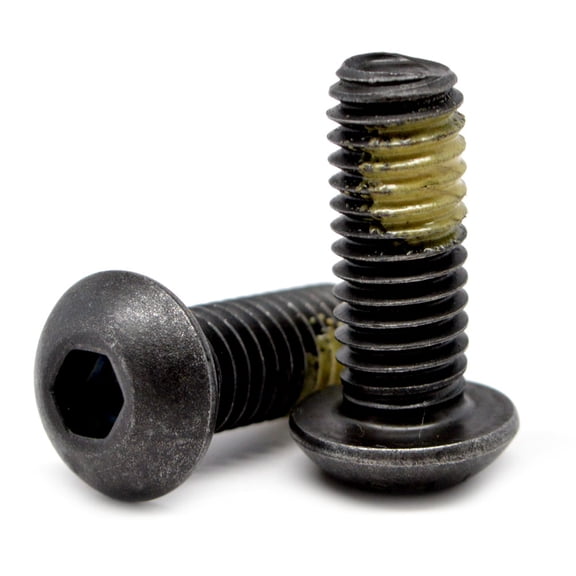 1/4"-20 x 1/2" (FT) Coarse Thread Socket Button Head Cap Screw Nylon Patch Alloy Steel Black Oxide Pk 25