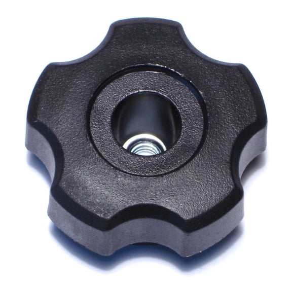 1/4"-20 x 1-3/4" Black Plastic Coarse Thread Fluted Knobs (4 pcs.)