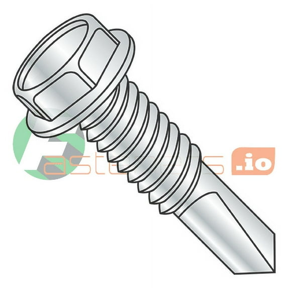 1/4-20 x 1 3/4" Self-Drilling Screws / #4 Pt / Unslotted / Hex Washer Head / Steel / Zinc / #4 Drill Point / Machine Screw Thread (Quantity: 1,000 pcs)