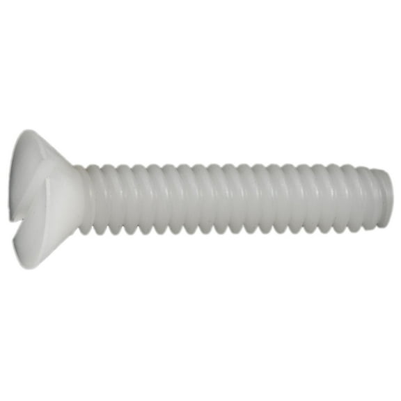 1/4"-20 x 1" Nylon Plastic Coarse Thread Slotted Flat Head Screws (16 pcs.)