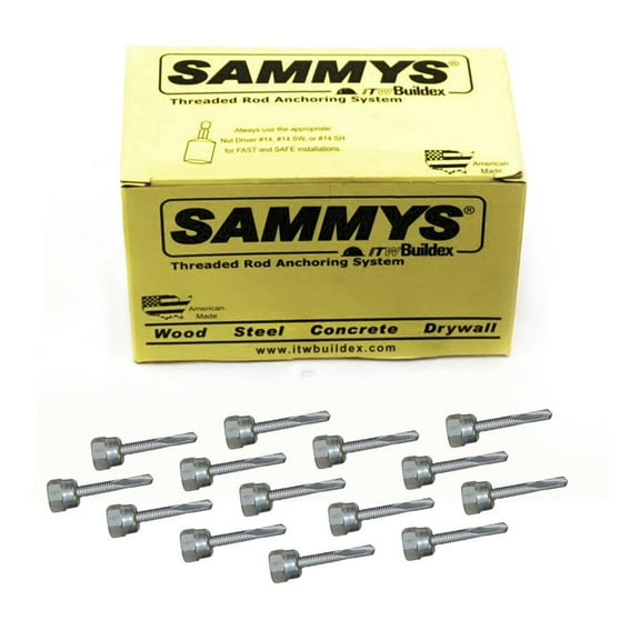 1/4-20 x 1 in. Sammys Rod Anchor Super Screw with Teks, 1/4 in. Threaded Rod Fitting, for Steel (Pkg.=25)