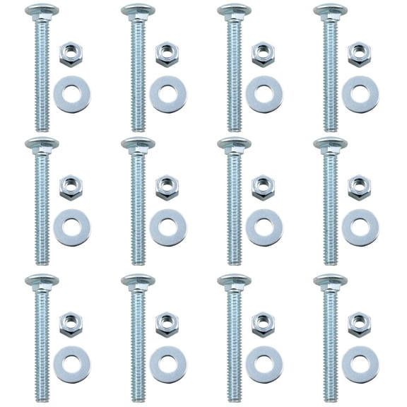 1/4 20 x 2 Inch Carriage Bolt Nut Washer Combination Kit Silver Galvanized Carbon Steel 12 Set