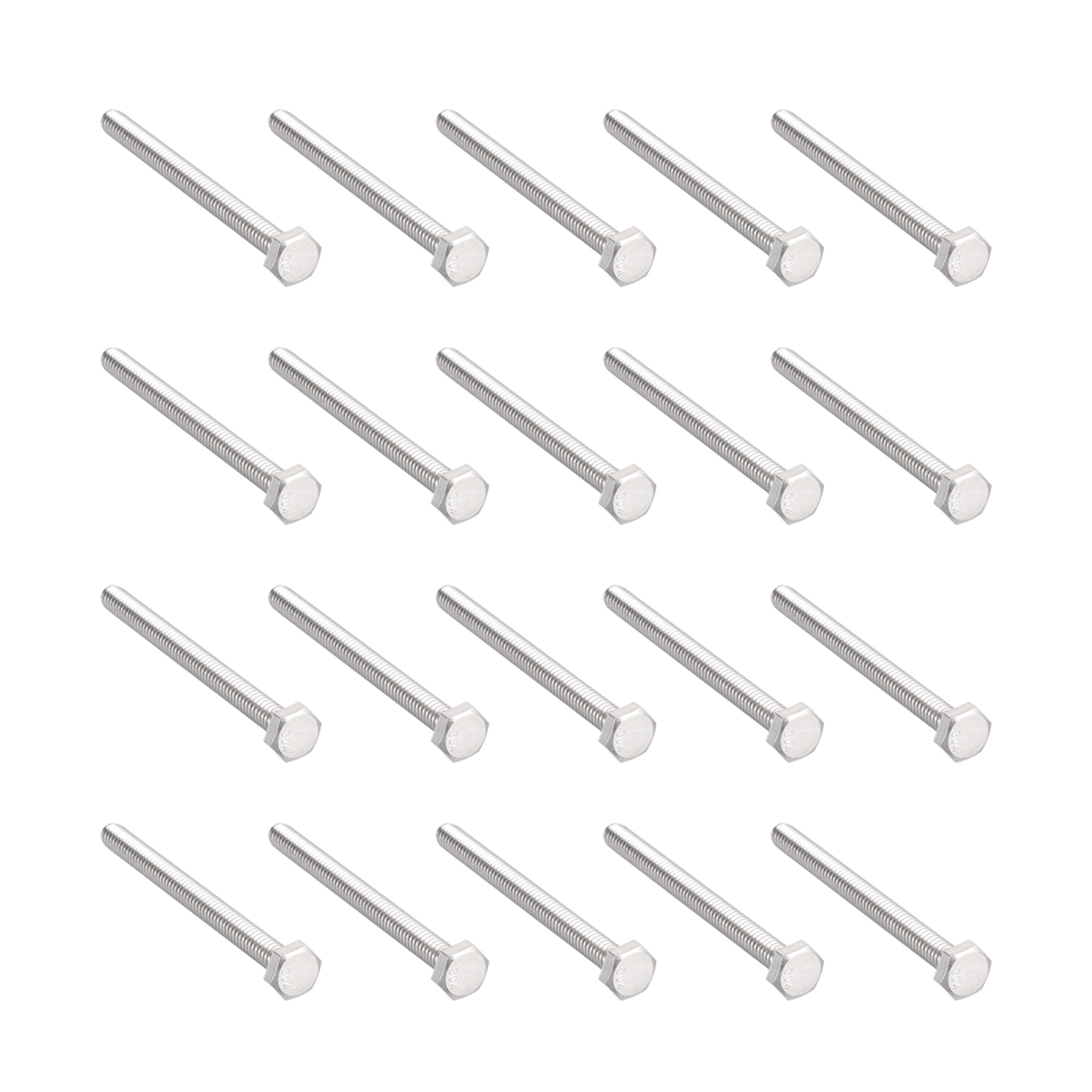 1/4"-20 x 3" 304 Stainless Steel Hex Head Screw Bolts 20pcs